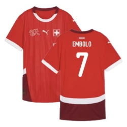 Camiseta Fútbol Suiza Embolo #7 Eurocopa 2024 Primera Hombre Equipación