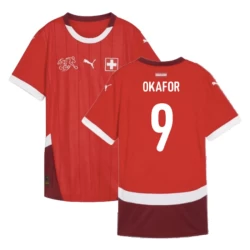 Camiseta Fútbol Suiza Okafor #9 Eurocopa 2024 Primera Hombre Equipación