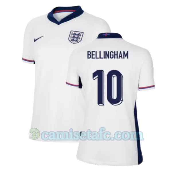 Mujer Camiseta Fútbol Inglaterra Jude Bellingham #10 Eurocopa 2024 Primera Equipación