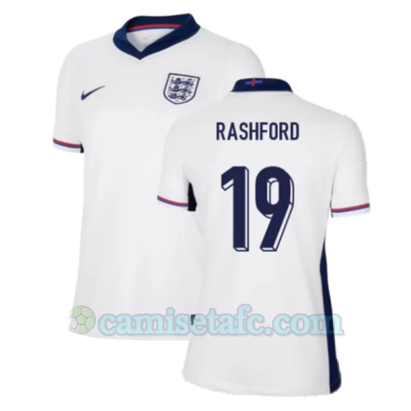 Mujer Camiseta Fútbol Inglaterra Marcus Rashford #19 Eurocopa 2024 Primera Equipación