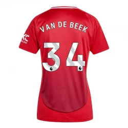 Mujer Camiseta Fútbol Manchester United Van De Beek #34 2024-25 Primera Equipación