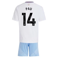 Niños Camiseta Fútbol Aston Villa 2024-25 Pau #14 2ª Equipación (+ Pantalones)