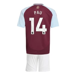 Niños Camiseta Fútbol Aston Villa Pau #14 2024-25 1ª Equipación (+ Pantalones)