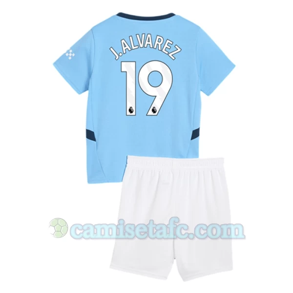 Niños Camiseta Fútbol Manchester City J. Alvarez #19 2024-25 1ª Equipación (+ Pantalones)