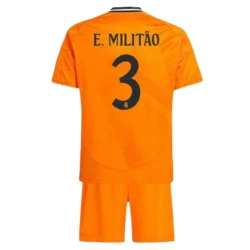 Niños Camiseta Fútbol Real Madrid 2024-25 E.Militao #3 2ª Equipación (+ Pantalones)