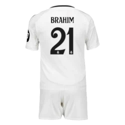 Niños Camiseta Fútbol Real Madrid Brahim #21 2024-25 HP 1ª Equipación (+ Pantalones)