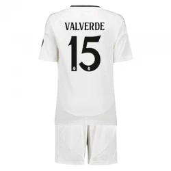 Niños Camiseta Fútbol Real Madrid Federico Valverde #15 2024-25 1ª Equipación (+ Pantalones)