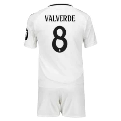 Niños Camiseta Fútbol Real Madrid Federico Valverde #8 2024-25 HP 1ª Equipación (+ Pantalones)