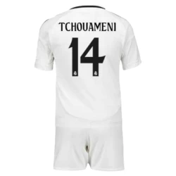 Niños Camiseta Fútbol Real Madrid Tchouameni #14 2024-25 1ª Equipación (+ Pantalones)