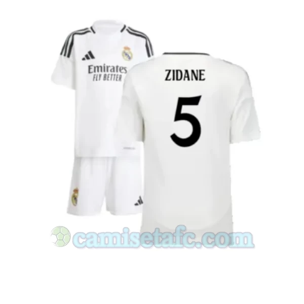 Niños Camiseta Fútbol Real Madrid Zinédine Zidane #5 2024-25 1ª Equipación (+ Pantalones)