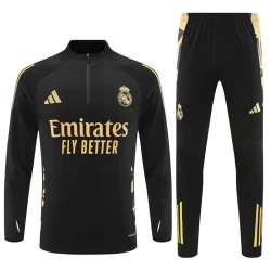 Niños Real Madrid Trajes de Sudadera de Entrenamiento 2024-25 Negro Oro